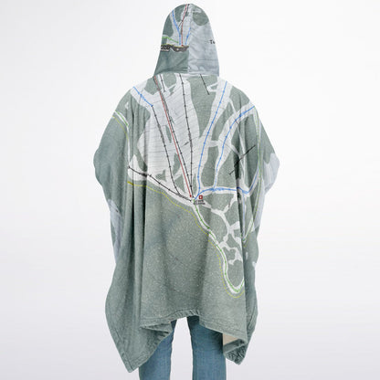 Turner Mountain, Montana Ski Resort Map Flannel Blanket Poncho
