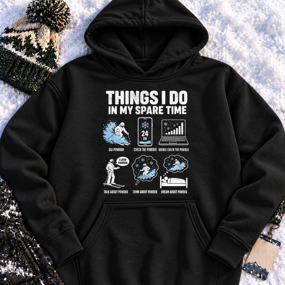 Spare Time Ski Powder - Hoodie (Black)