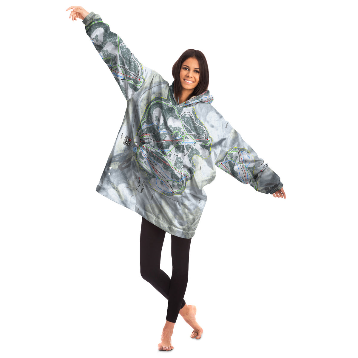 Huff Hills, North Dakota Ski Trail Map Snug Hoodie