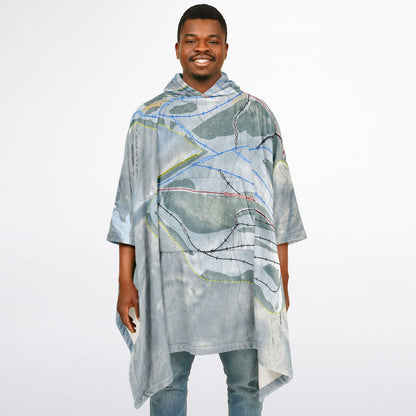 Caberfae Peaks, Michigan Ski Resort Map Flannel Blanket Poncho