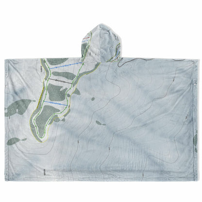Bald Mountain, Idaho Ski Resort Map Flannel Blanket Poncho