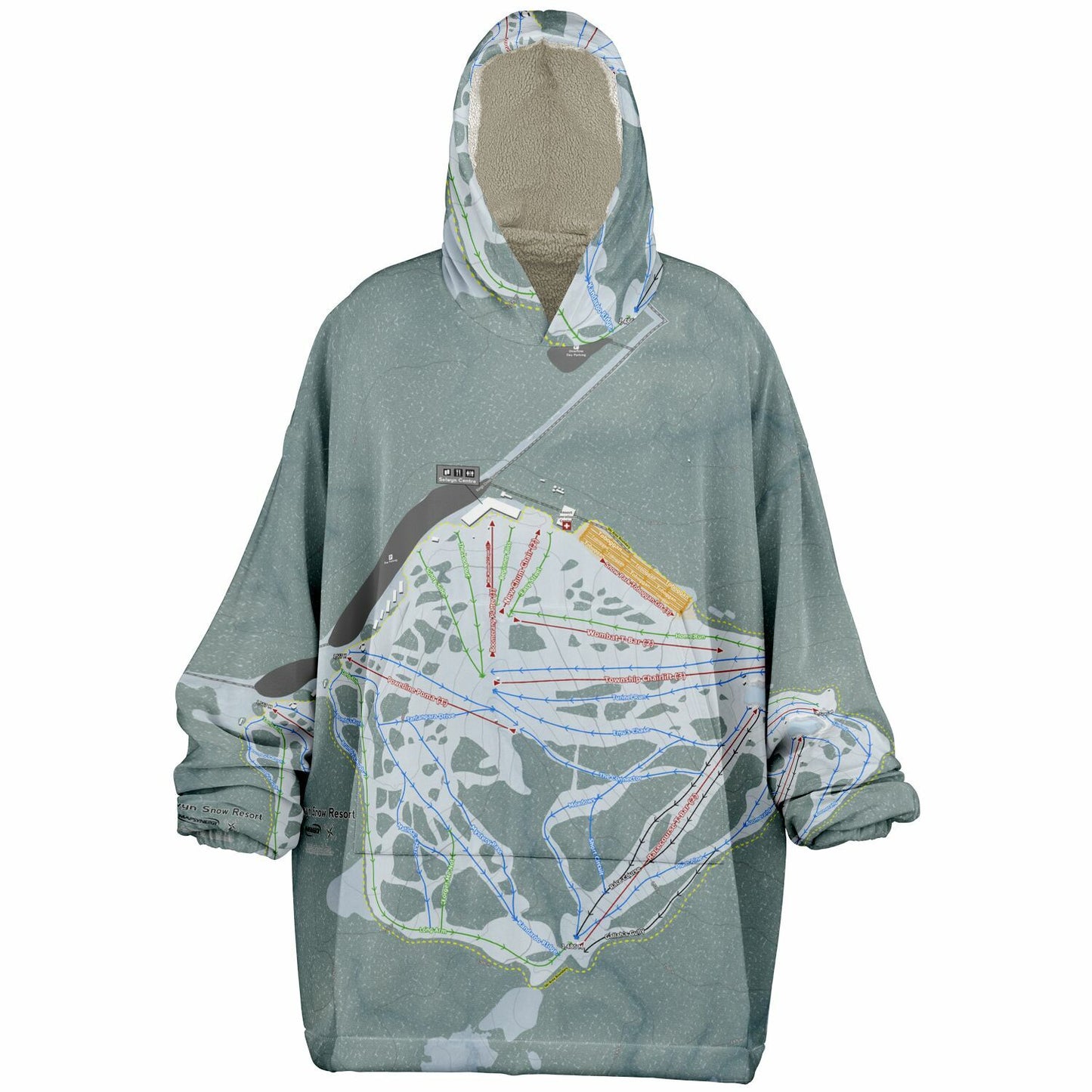 Selwyn Snow Resort, Australia Ski Trail Map - Snug Hoodie - Powderaddicts