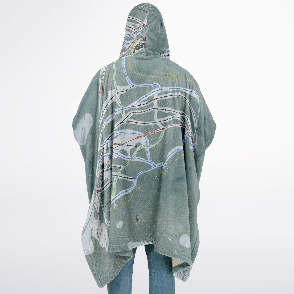 Blacktail Mountain, Montana Ski Resort Map Flannel Blanket Poncho