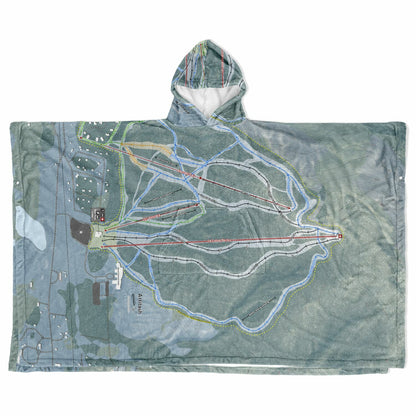 Attitash Mountain, New Hampshire Ski Resort Map Flannel Blanket Poncho