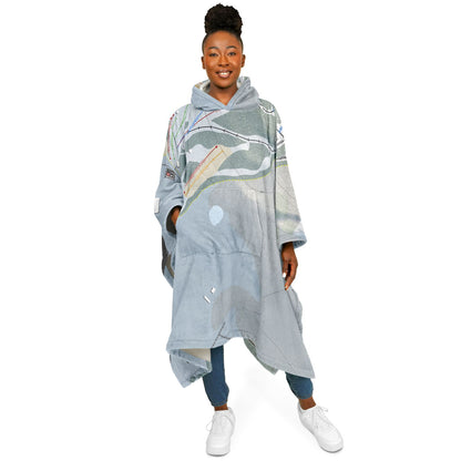 Mt Zion, Michigan Ski Resort Map Flannel Blanket Poncho