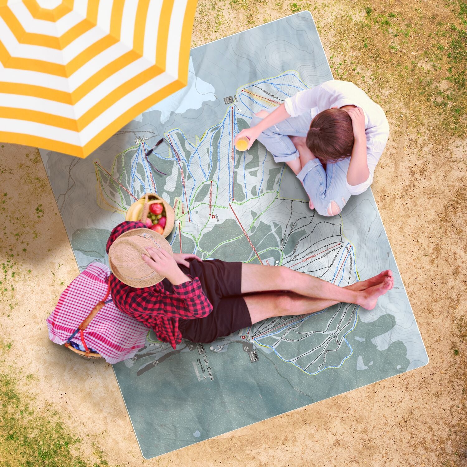 Falls Creek, Australia Ski Resort Map Printed Beach Towel