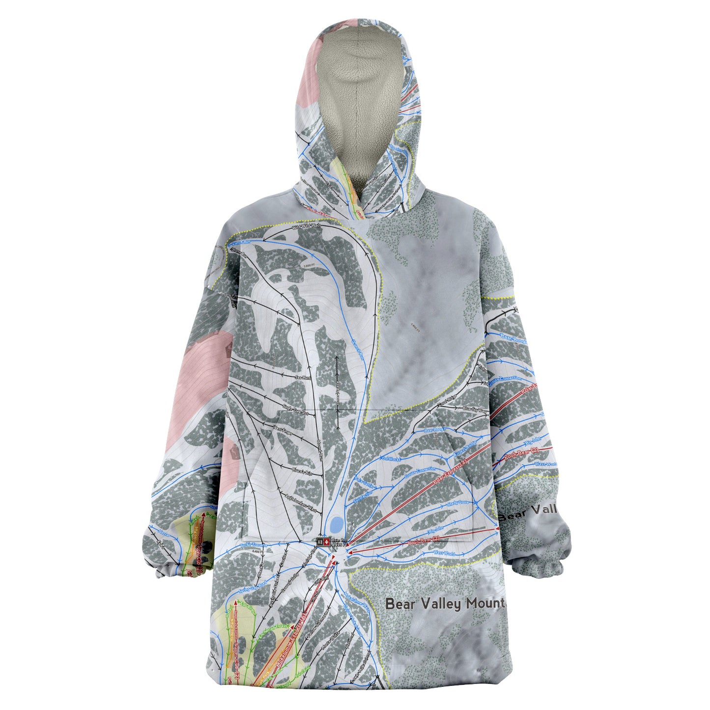 Bear Valley Mountain, California Ski Trail Map - Snug Hoodie
