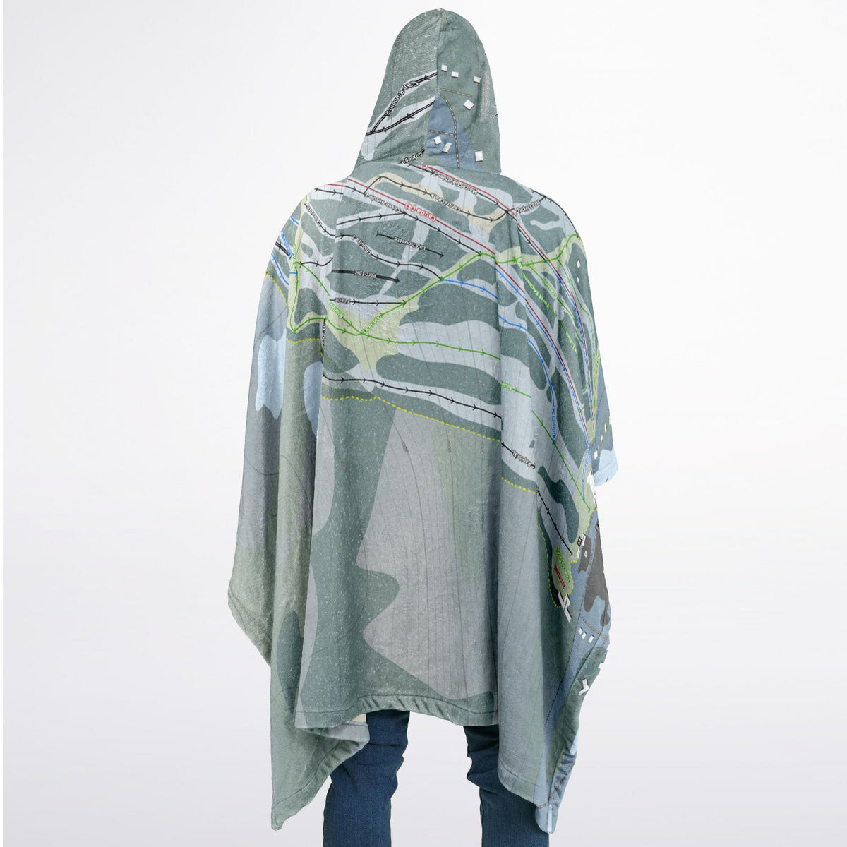 Ski Garceau, Quebec Ski Resort Map Flannel Blanket Poncho