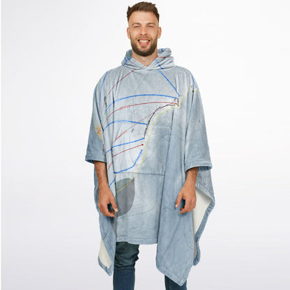 Arctic Valley, Alaska Ski Resort Map Flannel Blanket Poncho