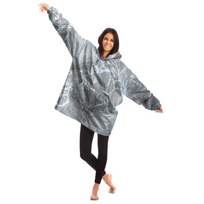 Montana Snowbowl, Montana Ski Trail Map Snug Hoodie - Powderaddicts