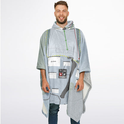 Adventure Mountain, Michigan Ski Resort Map Flannel Blanket Poncho