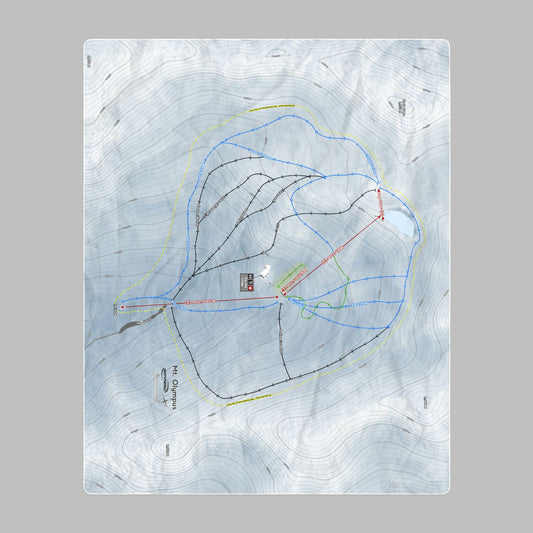 Mt Olympus, New Zealand Ski Resort Map Printed Beach Towel
