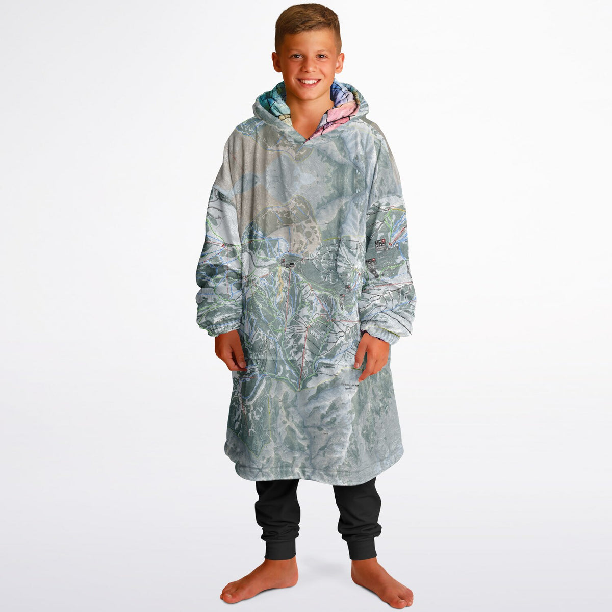 Powder Mountain, Utah Ski Resort Map Youth Reversible Snug Hoodie