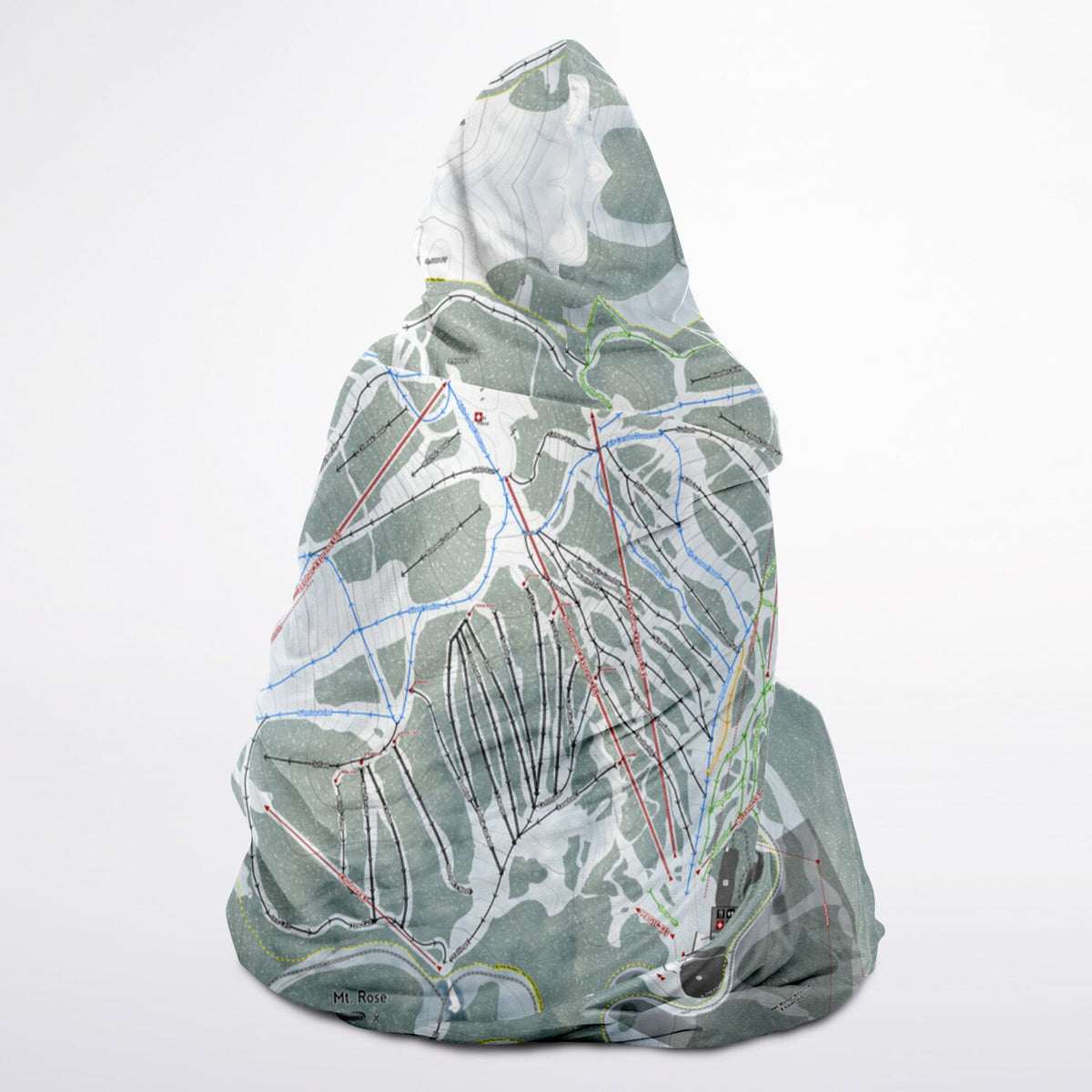 Mt Rose, Nevada Ski Trail Map - Adult Hooded Blanket