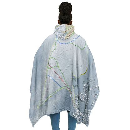 Sun Valley Dollar Mountain, Idaho Ski Resort Map Flannel Blanket Poncho