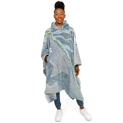 Swain, New York Ski Resort Map Flannel Blanket Poncho