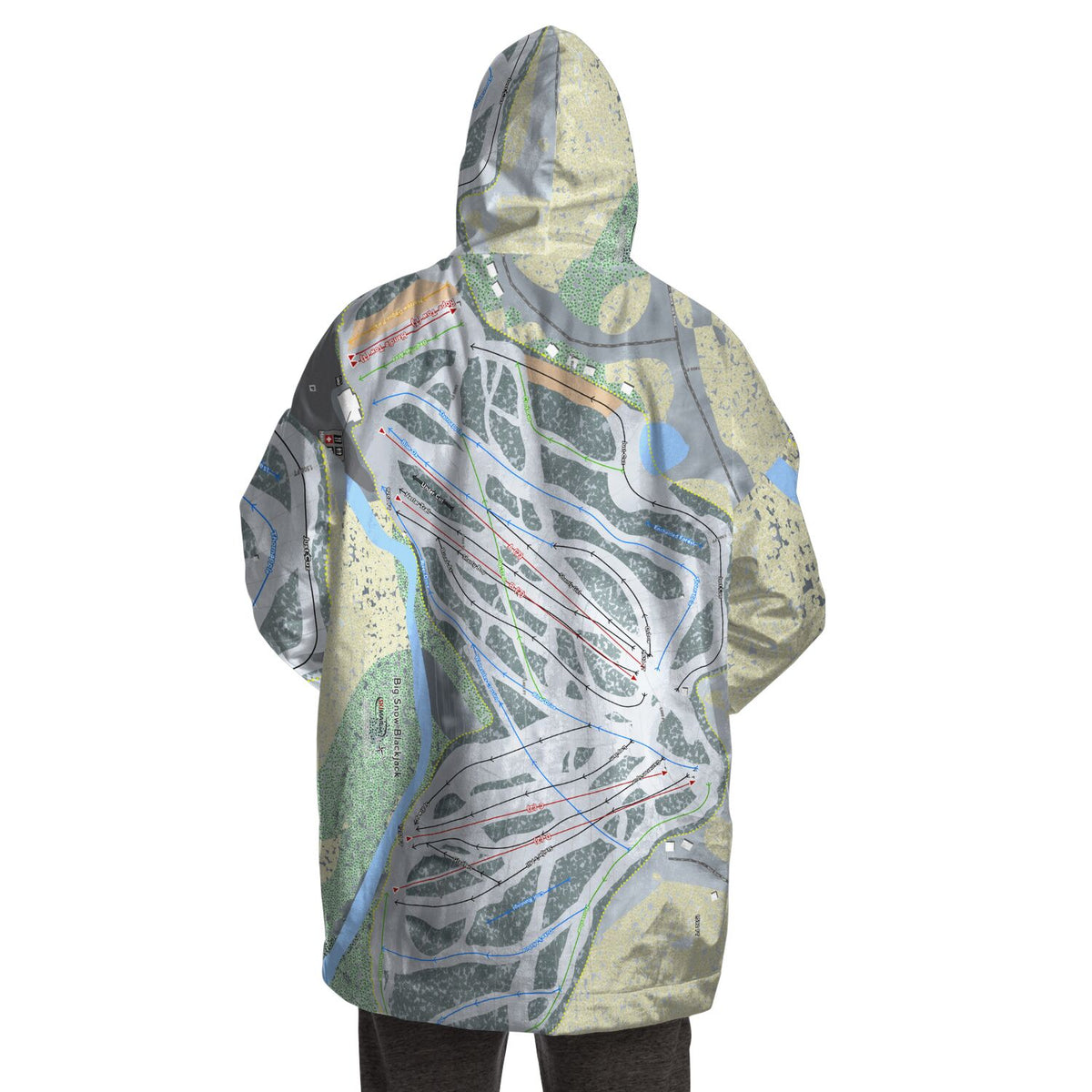 Big Snow BlackJack, Michigan Ski Trail Map Snug Hoodie