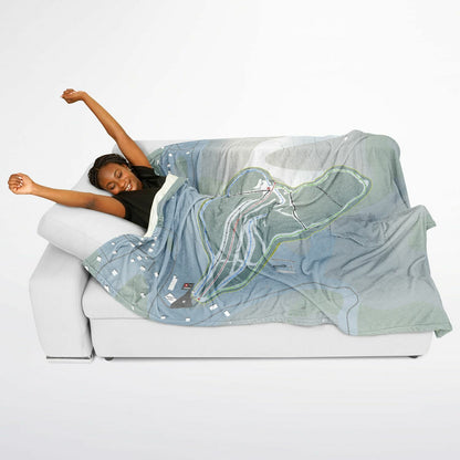 Mont Sauvage, Quebec Ski Resort Map Flannel Blanket Poncho