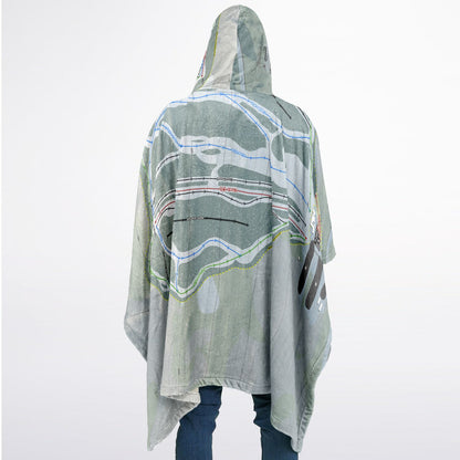 Porcupine Mountains, Michigan Ski Resort Map Flannel Blanket Poncho