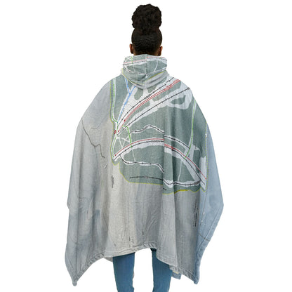 Labrador Mountain, New York Ski Resort Map Flannel Blanket Poncho