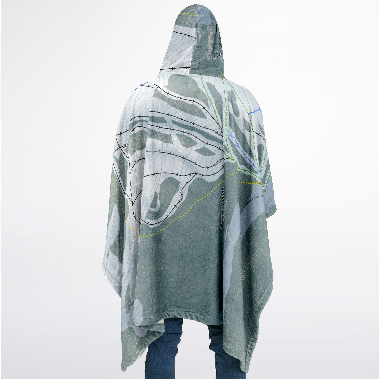Warner Canyon, Oregon Ski Resort Map Flannel Blanket Poncho
