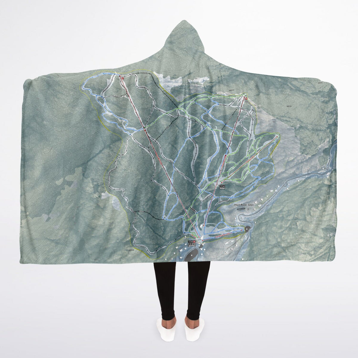 Mad River Glen, Vermont Ski Trail Map - Adult Hooded Blanket