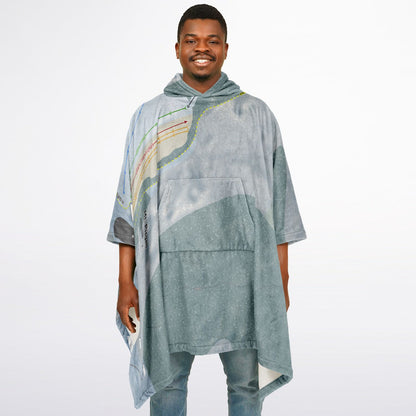 Mt Pisgah, New York Ski Resort Map Flannel Blanket Poncho
