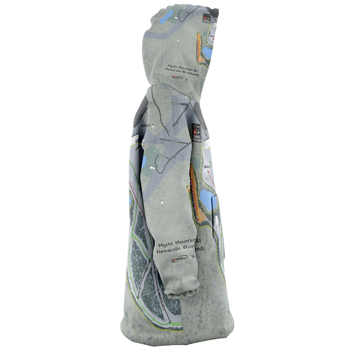 Mystic Mountain Nemacolin, Pennsylvania Ski Trail Map Snug Hoodie