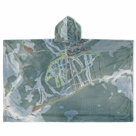 Whitewater, British Columbia Ski Resort Map Flannel Blanket Poncho