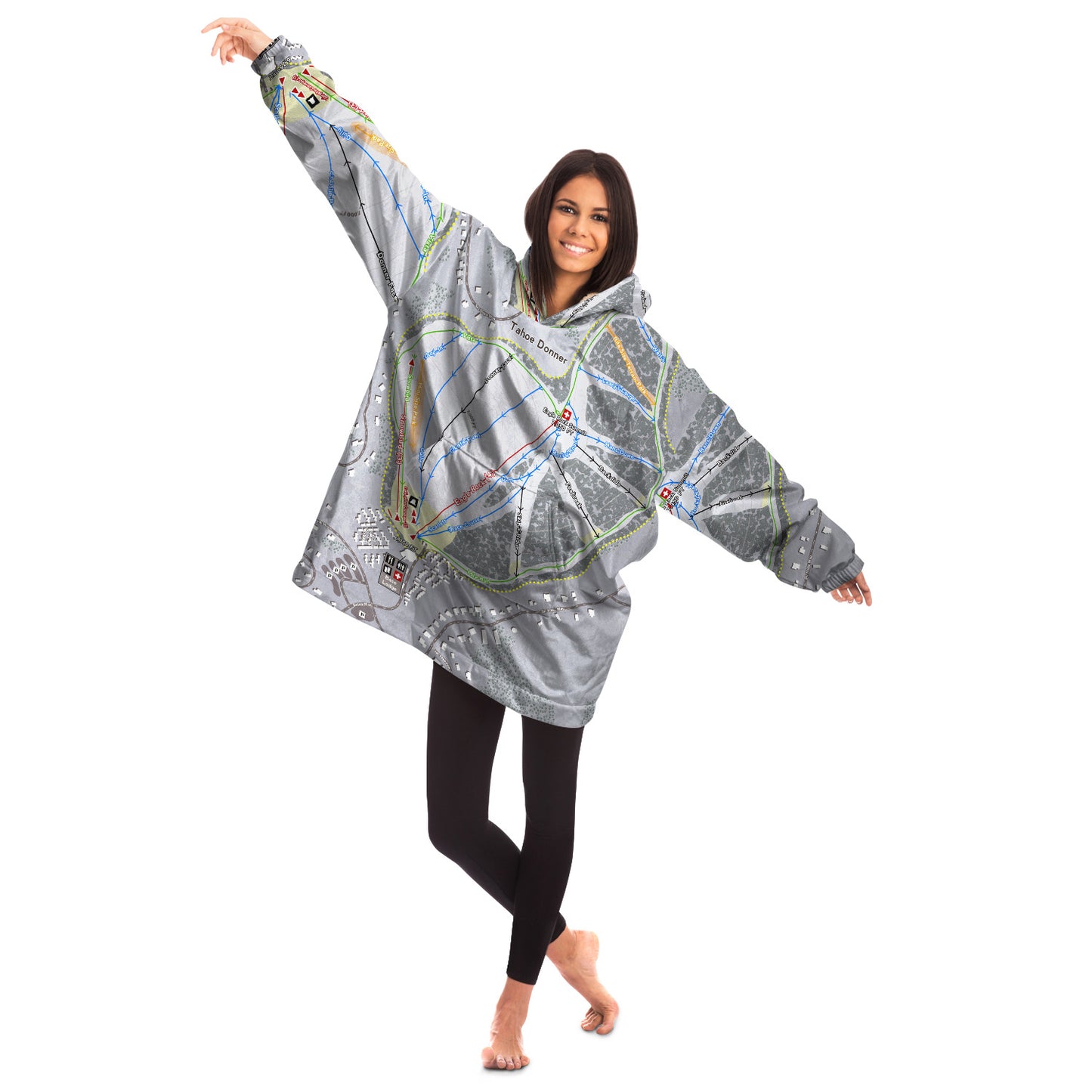 Tahoe Donner, California Ski Trail Map - Snug Hoodie - Powderaddicts