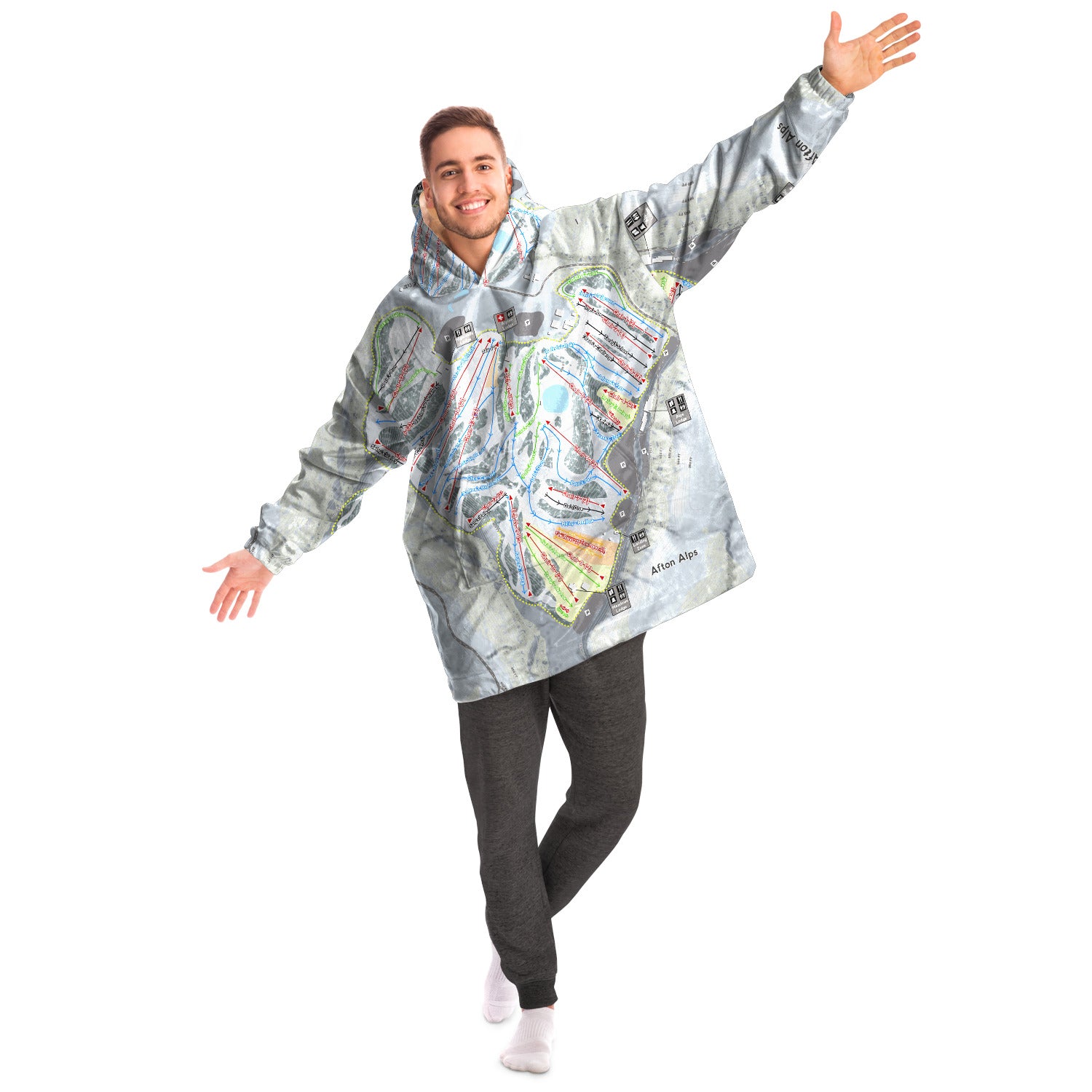 Afton Alps, Minnesota Ski Trail Map - Snug Hoodie