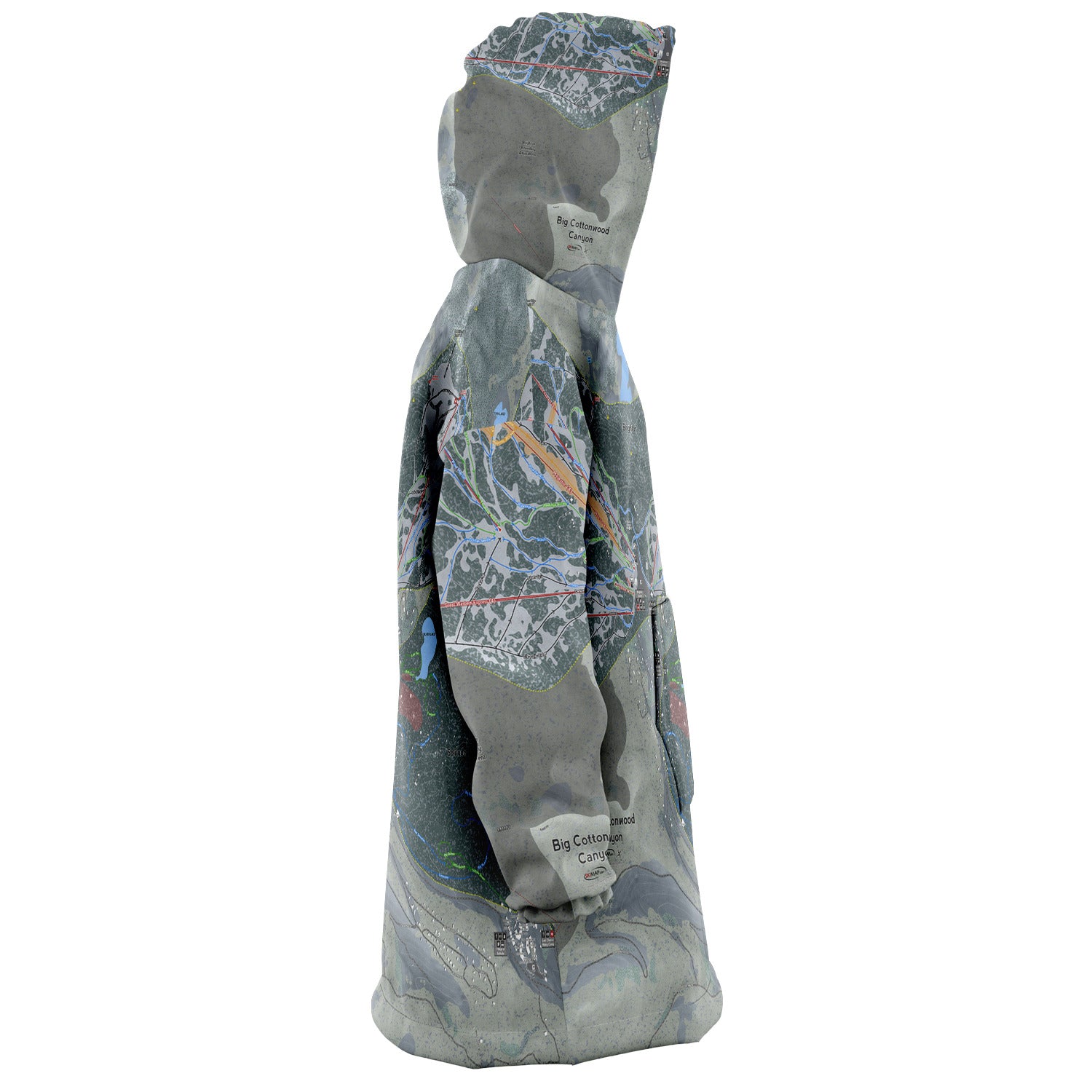 Big Cottonwood Canyon, Utah Ski Trail Map - Snug Hoodie - Powderaddicts