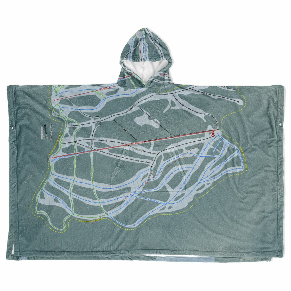 Mt Norquay, Alberta Ski Resort Map Flannel Blanket Poncho