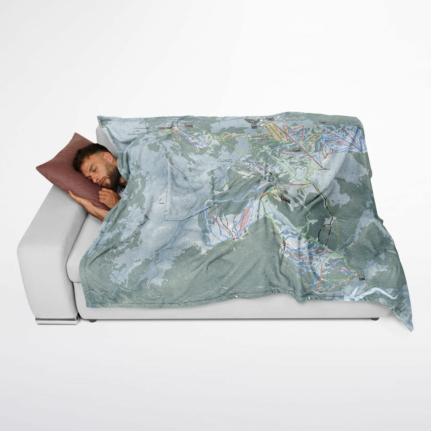 Perisher, Australia Ski Resort Map Flannel Blanket Poncho