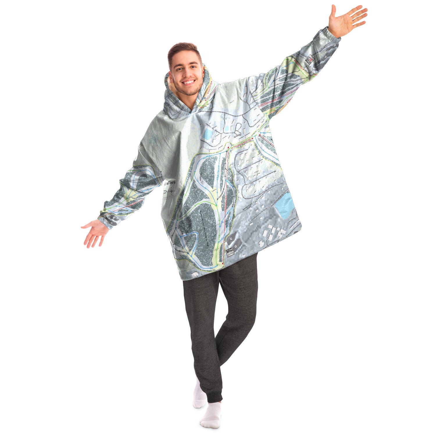 Hidden Valley, Pennsylvania Ski Trail Map Snug Hoodie - Powderaddicts
