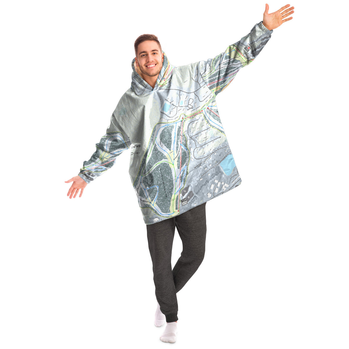 Hidden Valley, Pennsylvania Ski Trail Map Snug Hoodie