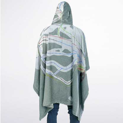 Phoenix Mountain, British Columbia Ski Resort Map Flannel Blanket Poncho