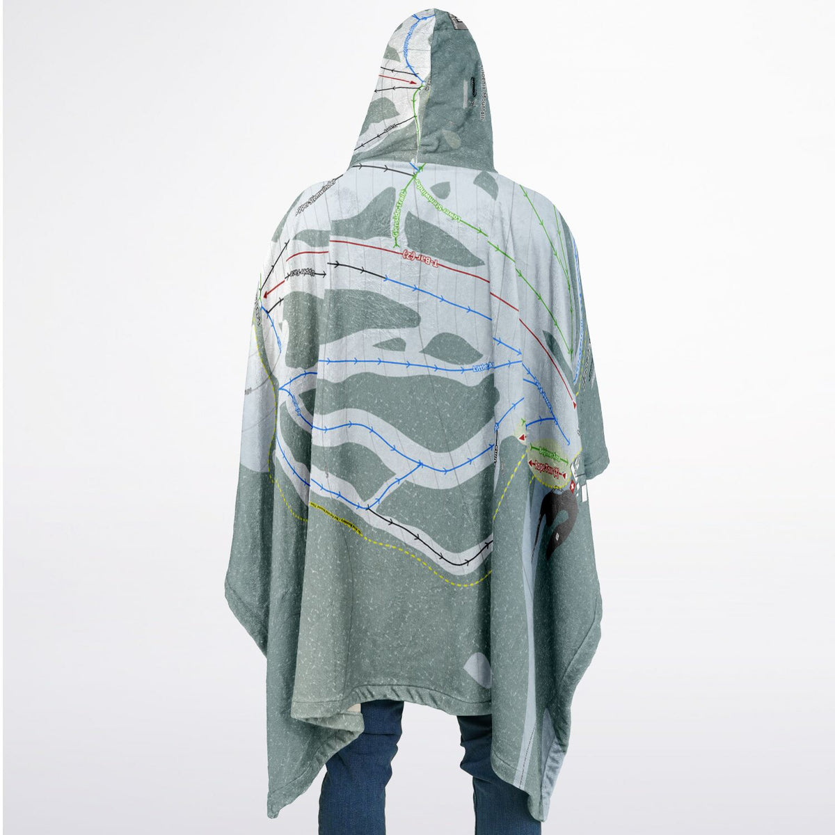 Phoenix Mountain, British Columbia Ski Resort Map Flannel Blanket Poncho