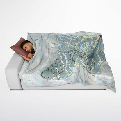 Red Lodge, Montana Ski Resort Map Flannel Blanket Poncho