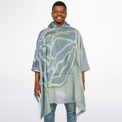 Mont Saint-Mathieu, Quebec Ski Resort Map Flannel Blanket Poncho