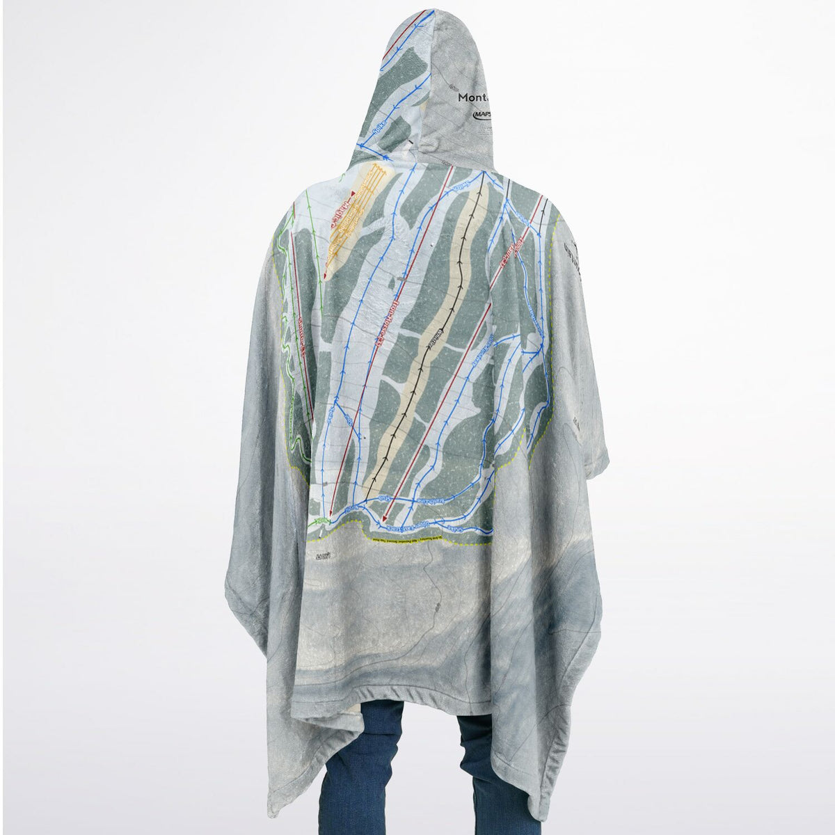 Montage Mountain, Pennsylvania Ski Resort Map Flannel Blanket Poncho