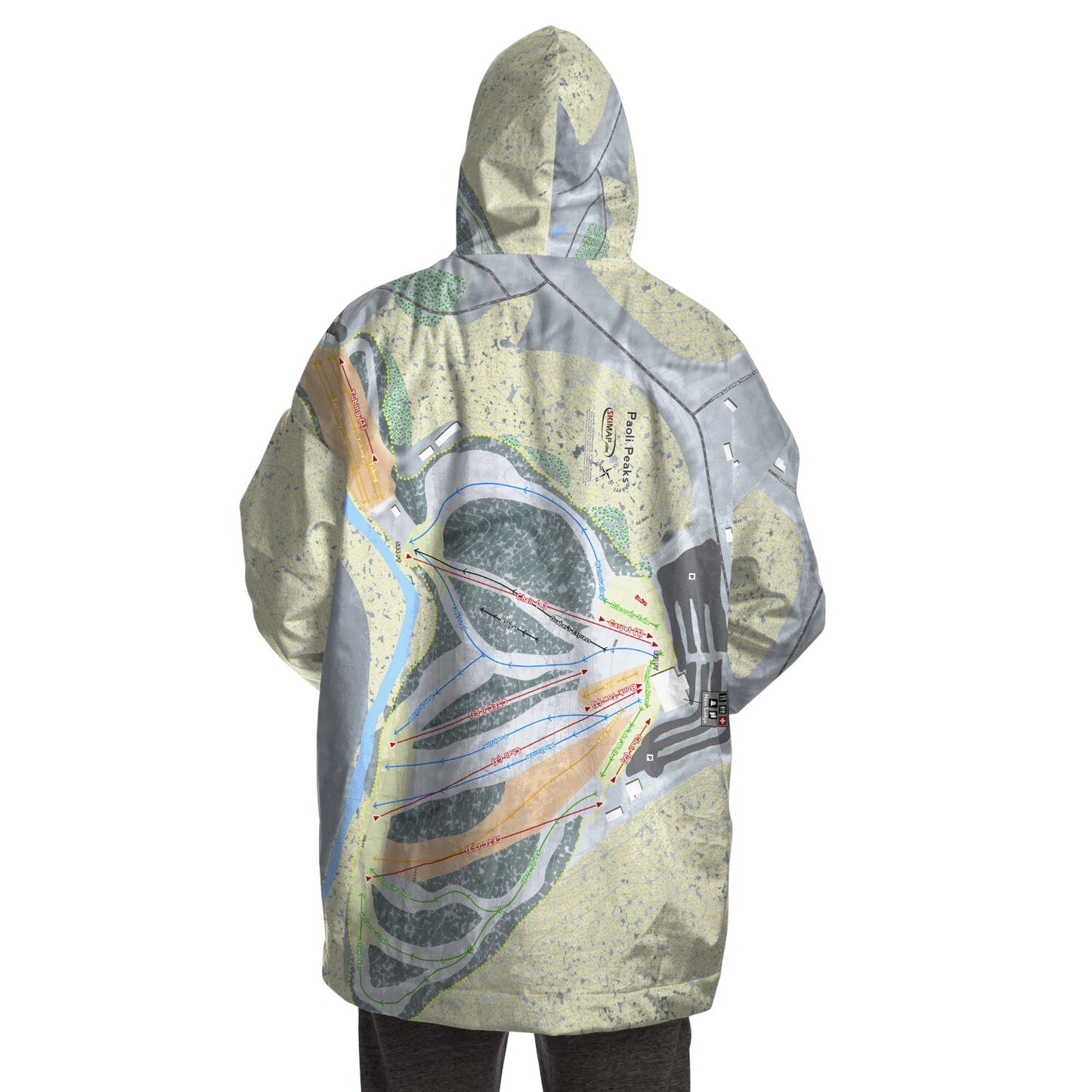 Paoli Peaks, Indiana Ski Trail Map - Snug Hoodie - Powderaddicts