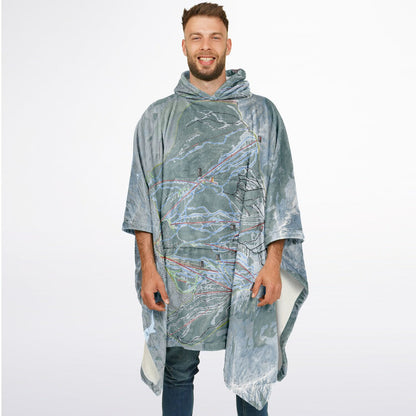 Aspen Snowmass, Colorado Ski Resort Map Flannel Blanket Poncho