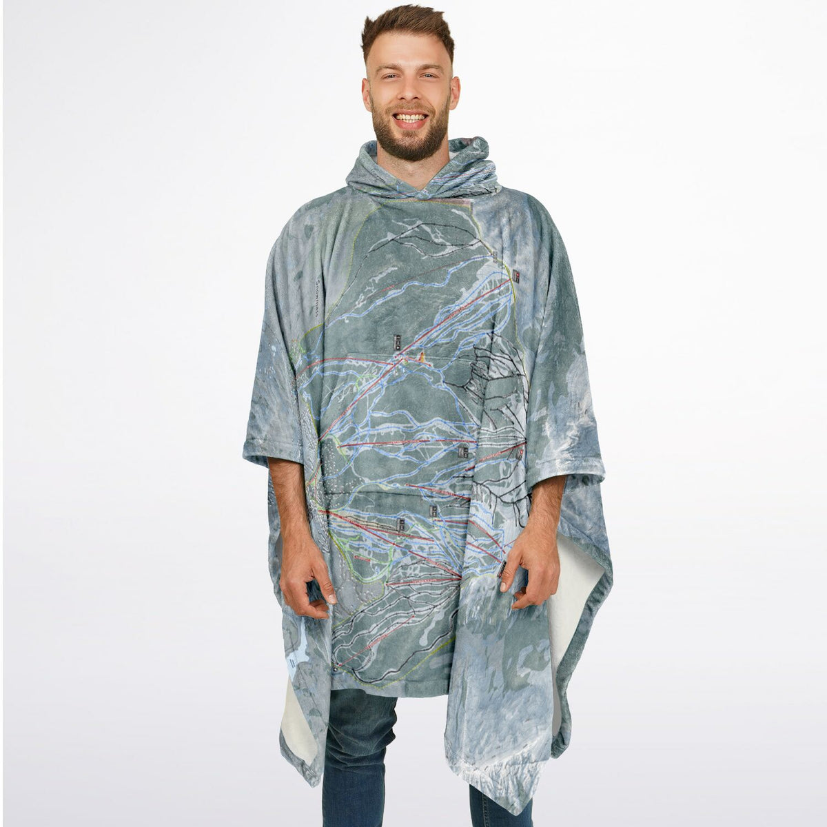 Aspen Snowmass, Colorado Ski Resort Map Flannel Blanket Poncho