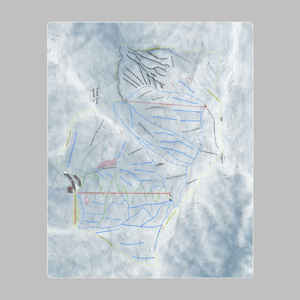 Treble Cone, New Zealand Ski Resort Map Printed Beach Towel