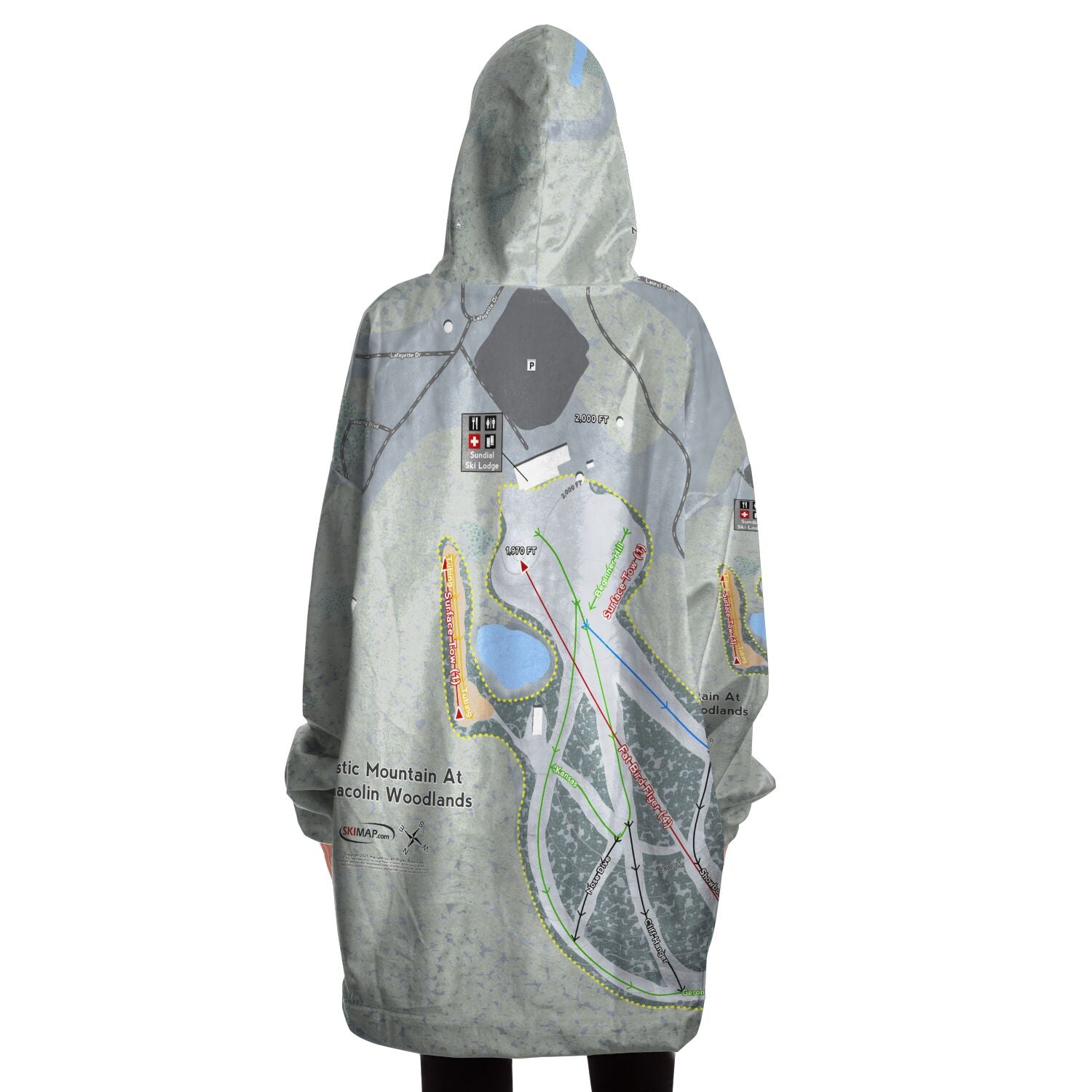 Mystic Mountain Nemacolin, Pennsylvania Ski Trail Map Snug Hoodie