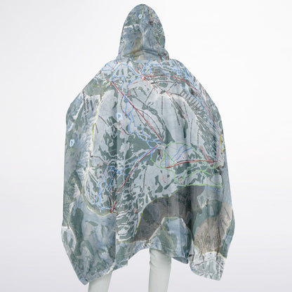 Little Cottonwood Canyon, Utah Ski Resort Map Flannel Blanket Poncho