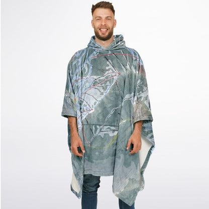 Solitude, Utah Ski Resort Map Flannel Blanket Poncho