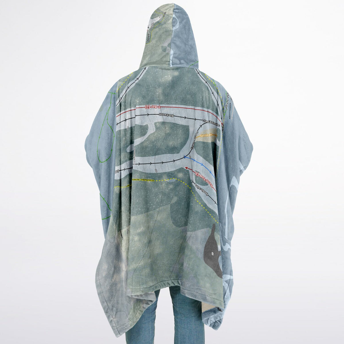 Proctor, New Hampshire Ski Resort Map Flannel Blanket Poncho