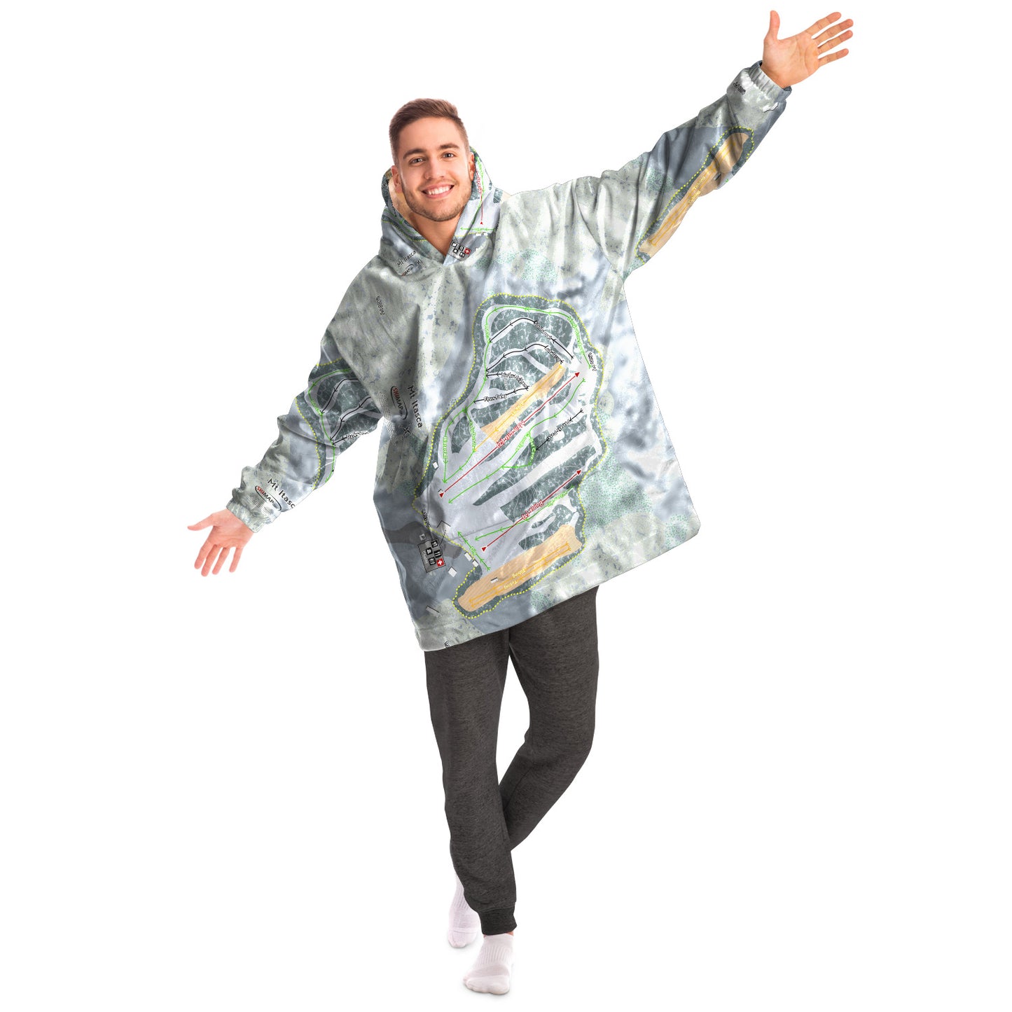 Mt Itasca, Minnesota Ski Trail Map Snug Hoodie